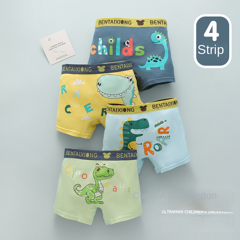 1pcs Boys Cotton Boxers Panties Cartoon Dinosaur Printed Kids Underwear Soft Children's Underpants Shorts Teenager Panties 1-14Y