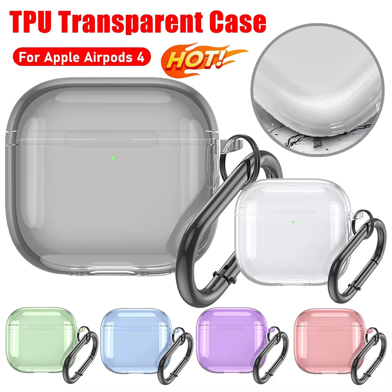 Clear Soft TPU Headphone Case for AirPods 4 2024 Charging Case Wireless Earphone TPU Shockproof Charging Headset Case Skin