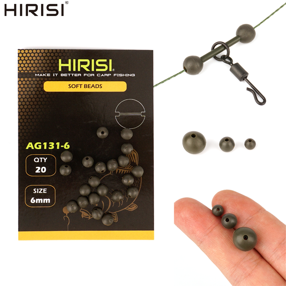 Hirisi 20pcs Carp Fishing Shock Beads Green Soft Rig Beads Fishing Terminal Tackle AG131