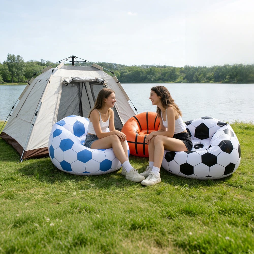 Portable Inflatable Sofa Air Couch PVC Flocking Bean Bag for Outdoor Camping Beach Lazy Chair Comfortable And Easy to Use