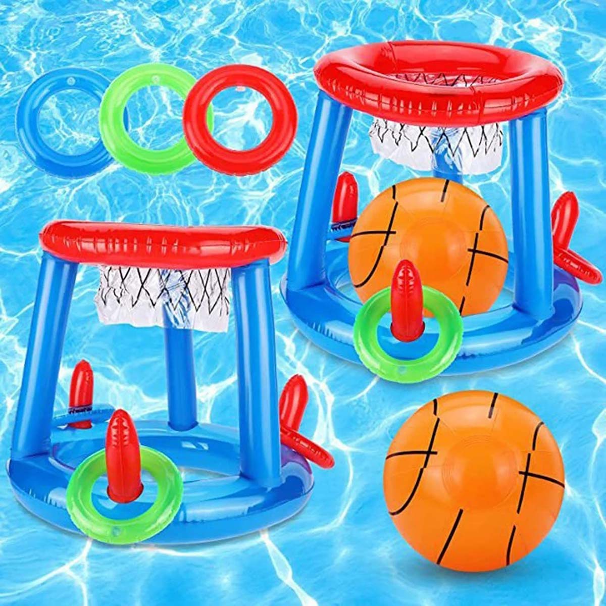 Swimming Inflatable Ring Throwing Ferrule Game Floating Basketball Hoop Inflatable Ring Outdoor Swimming Pool Beach Water Toy