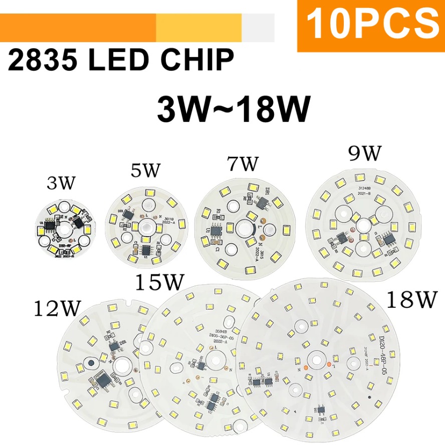 10PCS AC220V-240V SMD 2835 Round LED Chip for Downlight Spotlights Lighting Accessories Light Beads