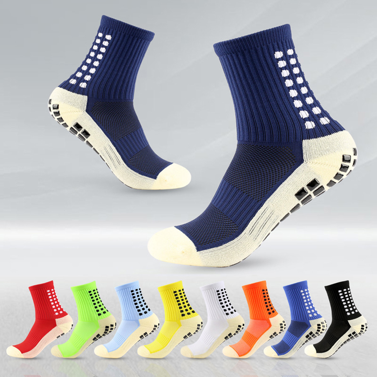 1 Pair Anti-slip Football Socks Non-slip Soccer Basketball Tennis Outdoor Sport Socks Grip Cycling Riding Men Socks
