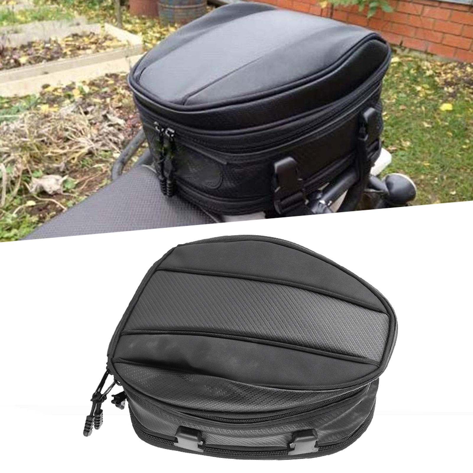Motorcycle Black Seat Tail Bag Travel Rear Seat Luggage Bag Waterproof 1680D Backpack Saddle Bags Universal