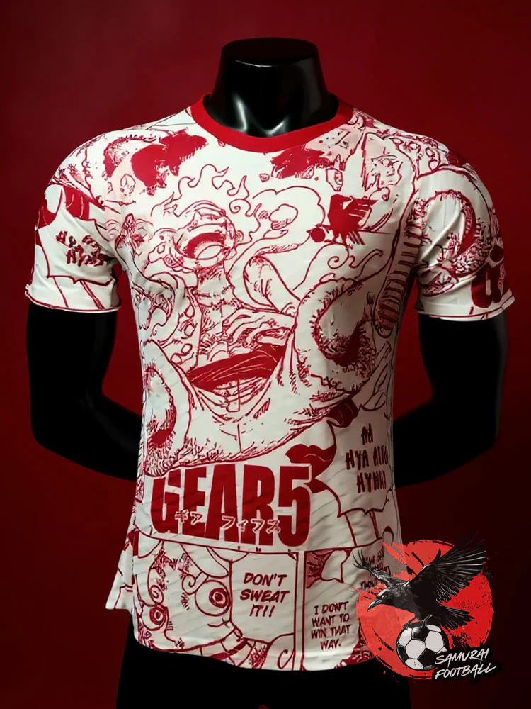 2026 New Japanese Tees Football 5 Gear Luffy Tops One Piece Luffy Football Player Version Japan Football T Shirts