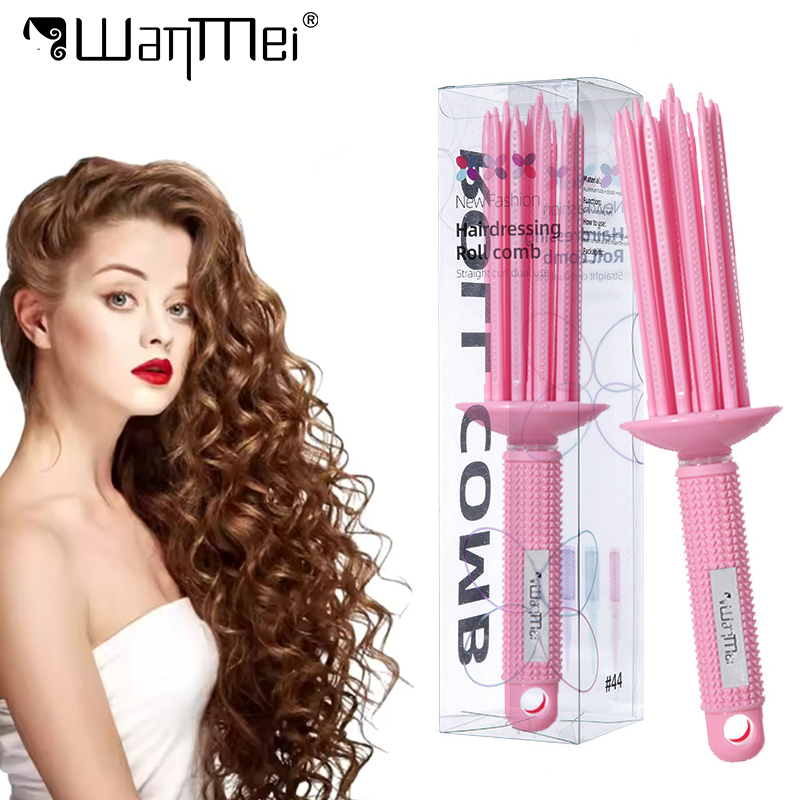 1pcs Air Volume Hair Fluffy Styling Curler Comb Non-slip Handle Roller Hairbrush Heatless Roller Salon Curly Hair Styling Tools