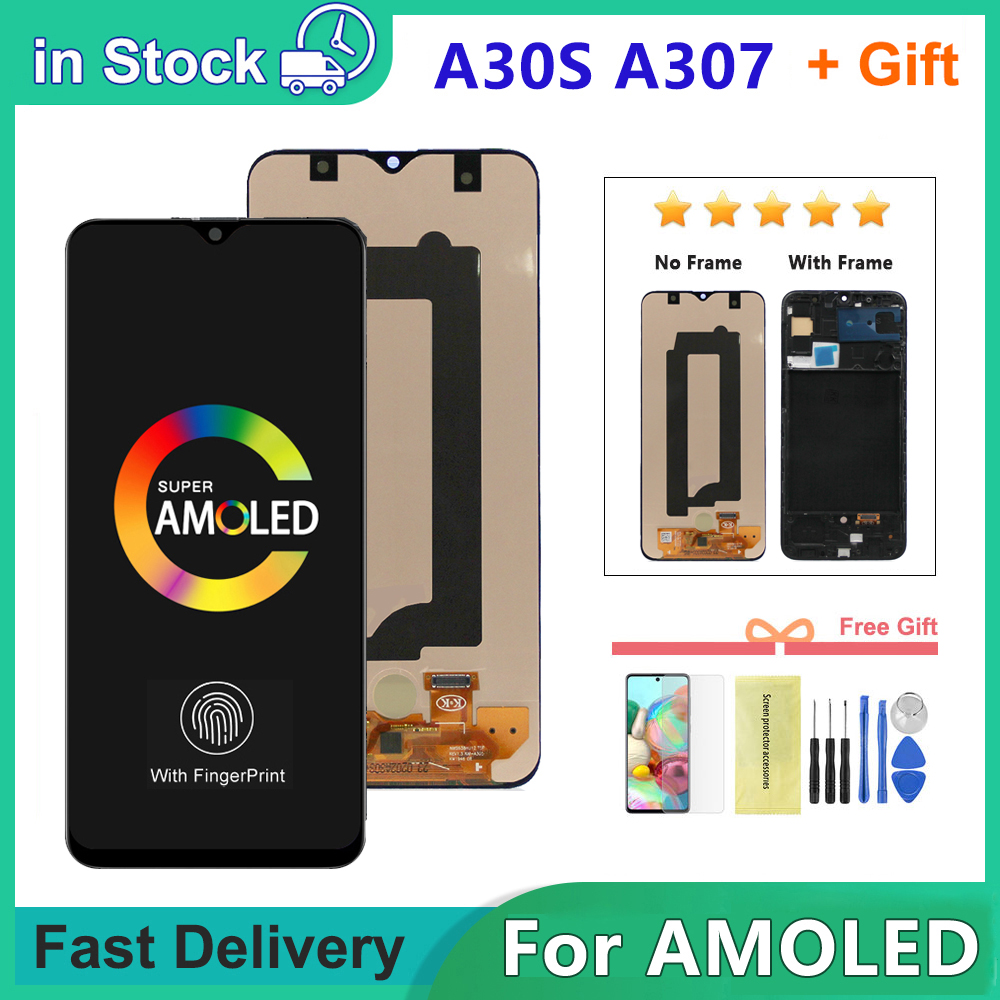 6.4'' For AMOLED For A50 SM-A505FN/DS A505 LCD Display Touch Screen Digitizer With Frame For A50 lcd