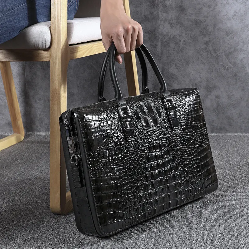 Password Lock Men Bag Genuine Leather Alligator Pattern Men's Briefcase Laptop Shoulder Bags High Quality Men Handbag Business - image 1