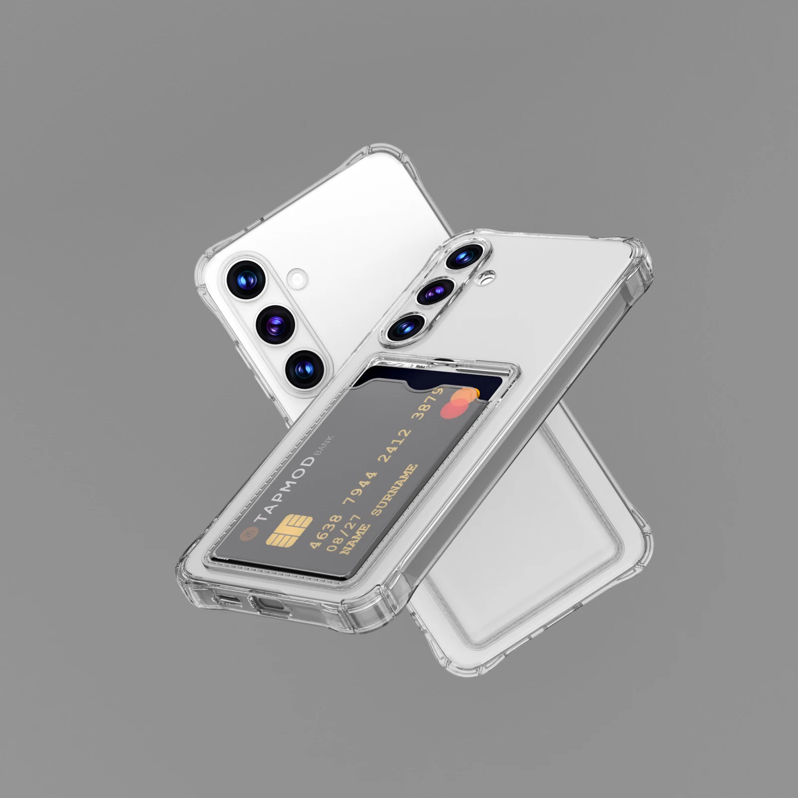 For S26 S25 S24 S23 S22 S21 Ultra Plus S20 FE Edge Shockproof Clear Card Pocket Phone Case Cover