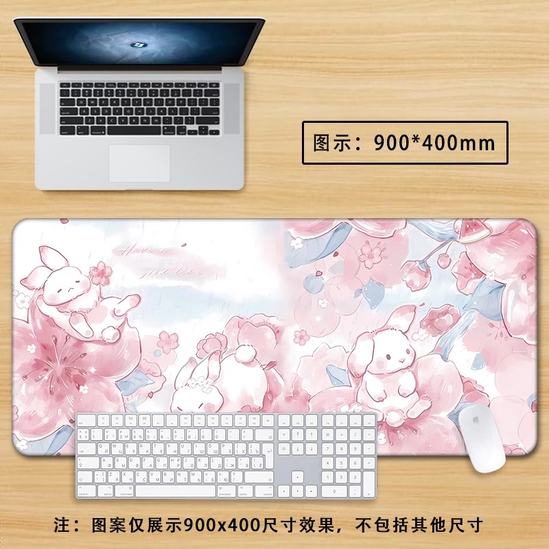 Healing Floral Animal Mouse Pad | XXL Pink Rose Cartoon Desk Mat for Girls Office Computer Kawaii Keyboard Decor
