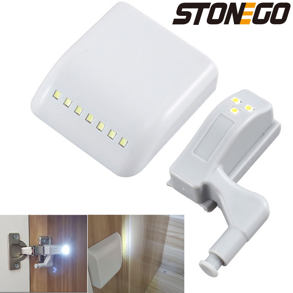 2 SIZE Under Cabinet Light Wireless Motion Automatic Sensor Wardrobe Light Cupboard Closet Inner Hinge Lamp No Include Batteries