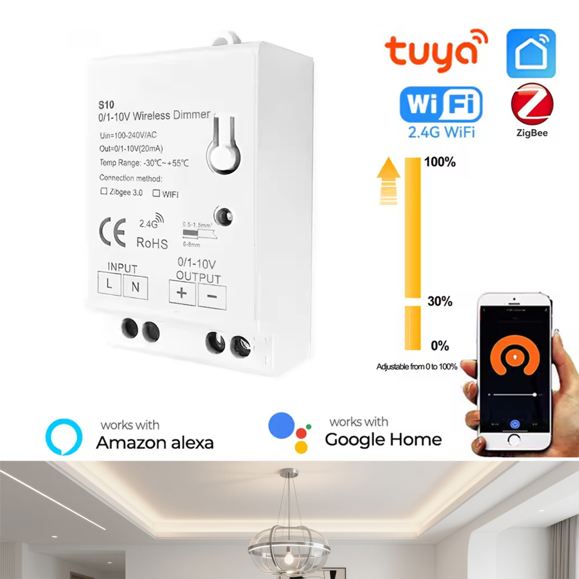 Tuya ZigBee Wifi LED Lichter Dimmer Controller AC 100-240V 0/1-10V Smart Home App drahtlose Steuerung Stimme für Alexa Ho