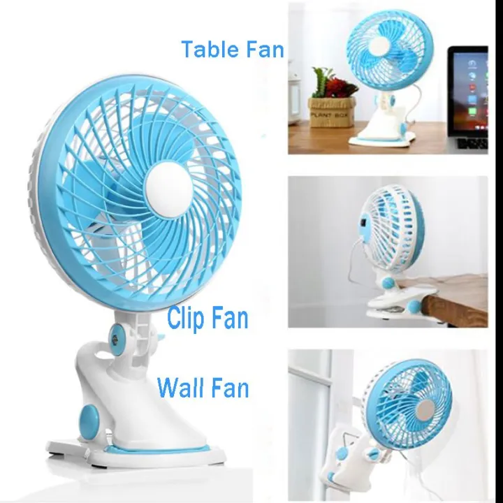 Rongxin Portable USB Mini Fan 3 Blades - Clip-On & Table Desk Fan with Europe Plug for Home & Office