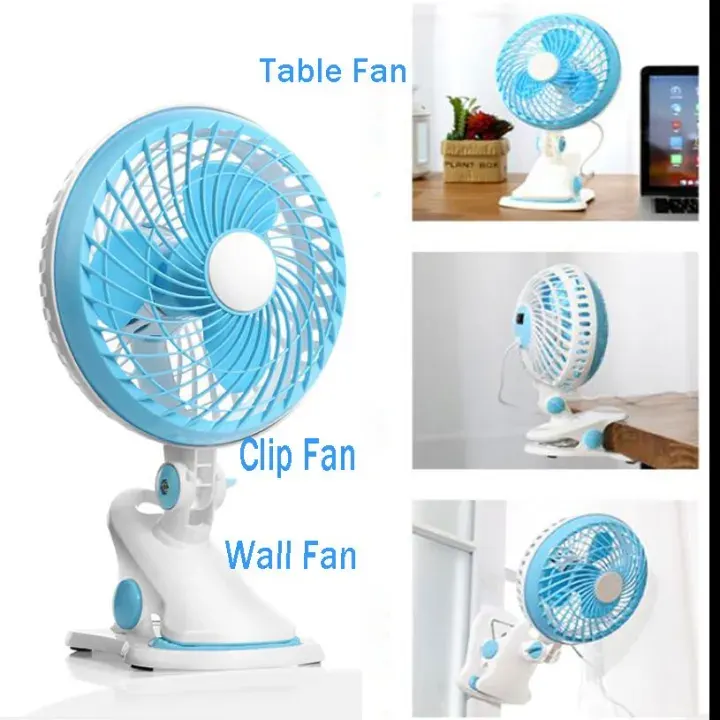 Rongxin Portable USB Mini Fan 3 Blades â€“ Clip-On & Table Desk Fan with Europe Plug for Home & Office