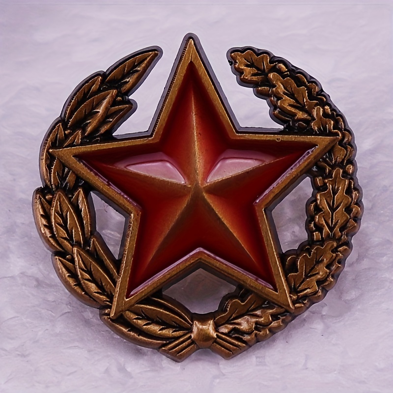 1pc Belarusian Red Star Emblem - Vintage Style Zinc Alloy Brooch Badge with Secure Clasp