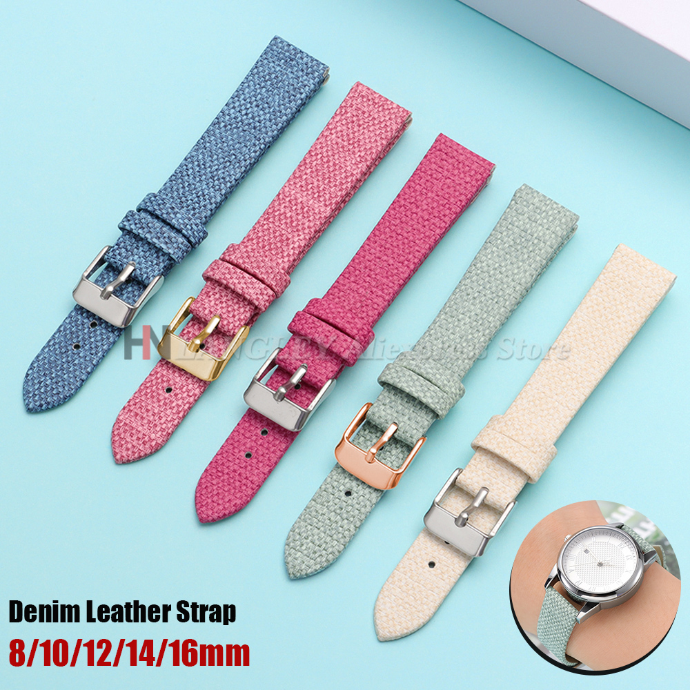 Vintage Denim Nylon Watch Strap Canvas Watch Band 8mm 10mm 12mm 14mm 16mm for Women Ultra Thin Replacement Universal Bracelets