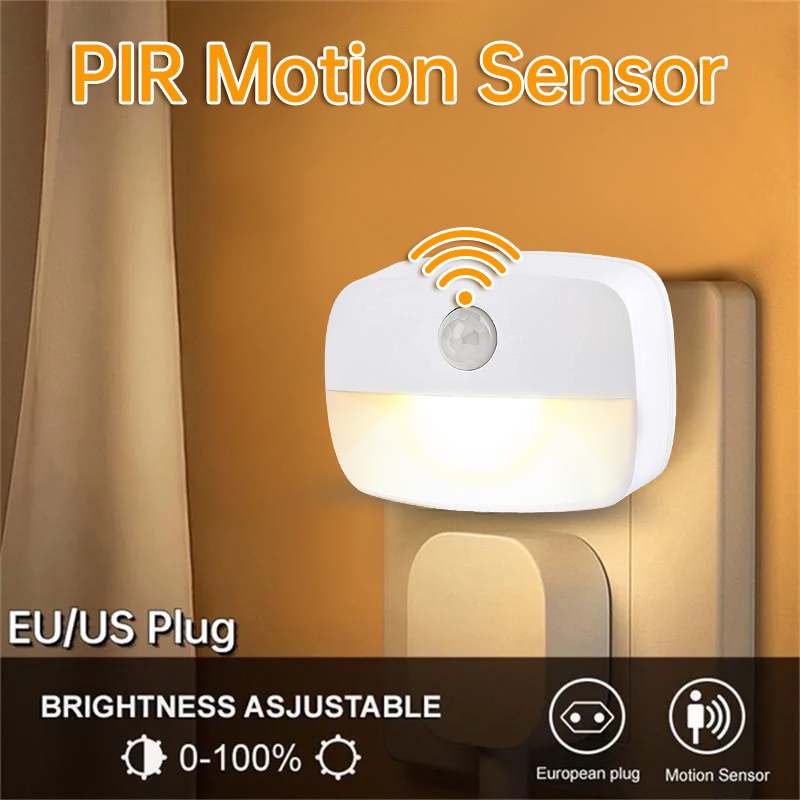 Smart LED Night Light Clock Modern Wall Lamp EU Plug Into Wall Warm White Dusk to Dawn Sensor for Bedroom Hallway