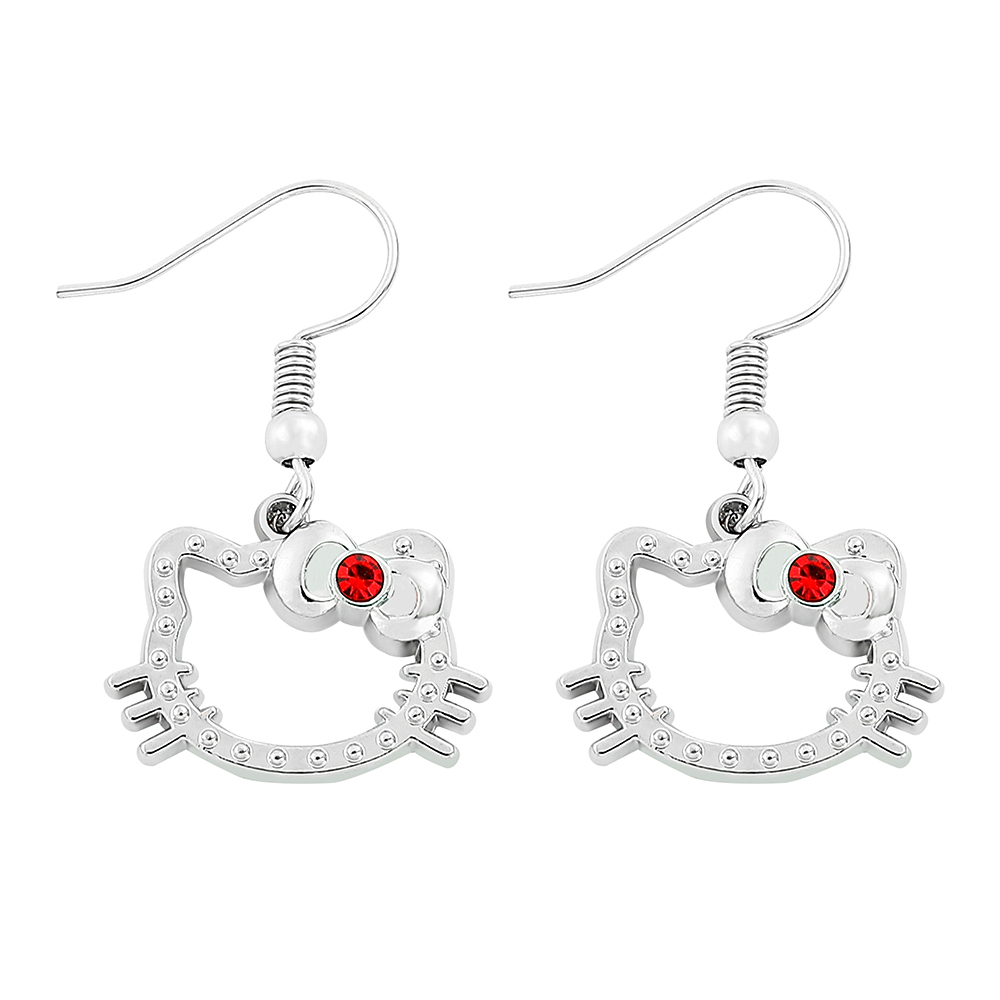 Kawaii Kitty Cat Earrings Cartoon Figure Kitty White Hollow Ear Drop Earrings for Girl Kawaii Jewelry Accessories