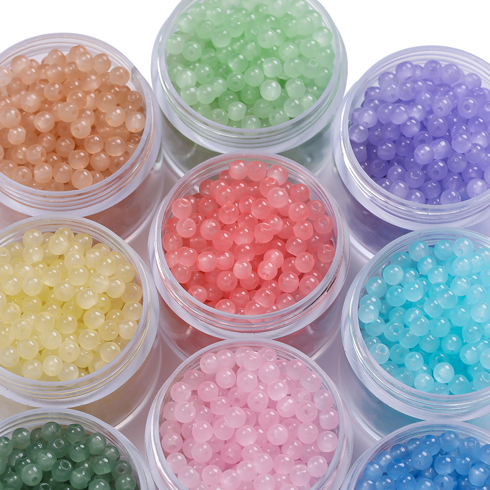 50/100pcs 4mm Colored Glass Imitation Jade Round Beads Spacer Beads for DIY Earrings Necklaces Bracelets Jewelry Making Findings
