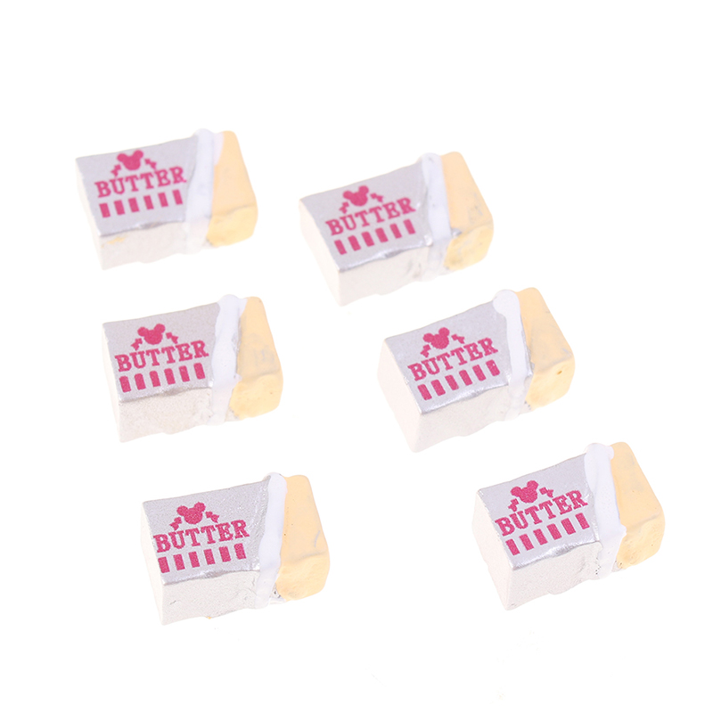 6Pcs 1:12 Dollhouse Miniature Food Mini Butter Pats Breakfast Modle Kids Pretend Play Kitchen Toys Doll House Accessories