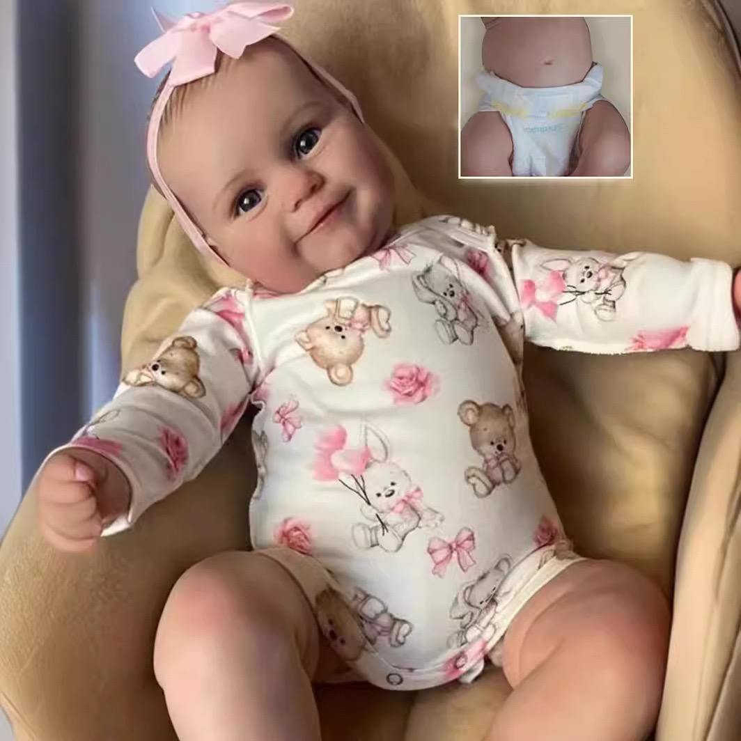NPK 50CM Maddie Reborn Baby Doll Full Body Silicone Toddler Girl Doll Hand-Drawn Hair 100% Hand-Painted Realistic Collectible