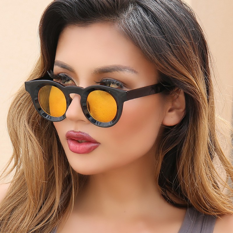 Dopamine Colorful Round Sunglasses, Thick Frame Texture, Personality Trend, Uv400 Sun Protection Sunglasses 5620