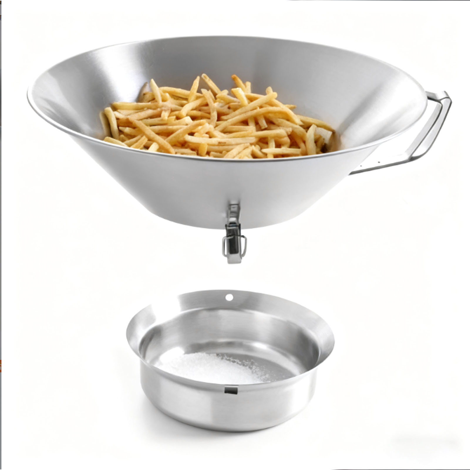 French Fries Oil Strainer 304 Stainless Steel Grease Funnel Food Draining Bowl with Oil Catcher for Home Kitchen Commercial
