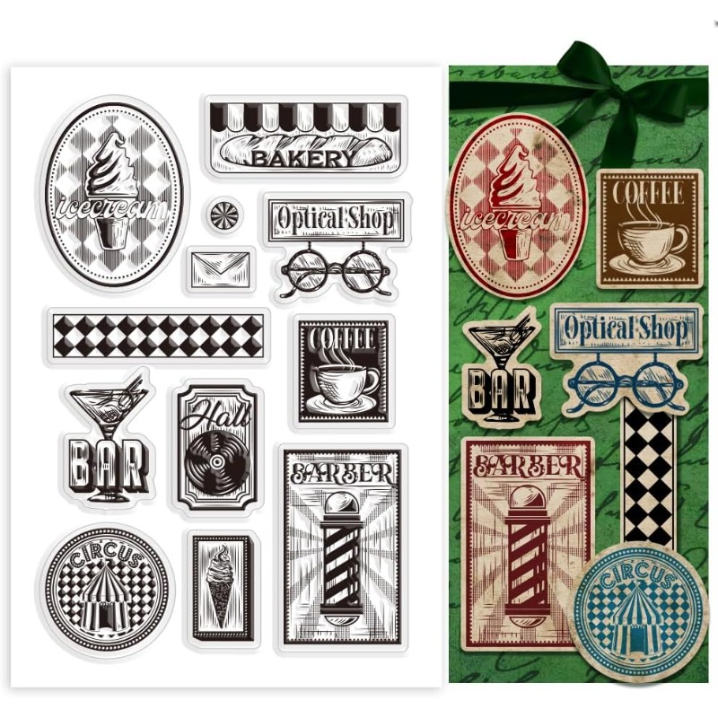1 pc Retro Board Clear Stamps Transparent Seal Stamps Retro Themes Clear Stamps Rubber Clear Stamp Silicone Stamps for DIY