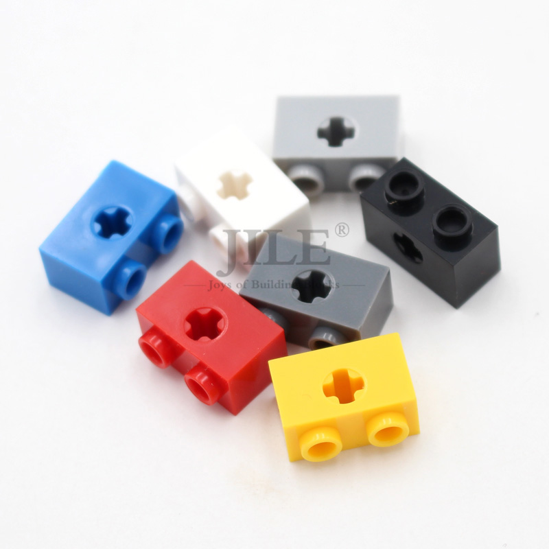 20pcs MOC 3700 Technological Bricks 1x2 with Hole DIY Building Block Compatible for All Brands Construction High-Tech Toy