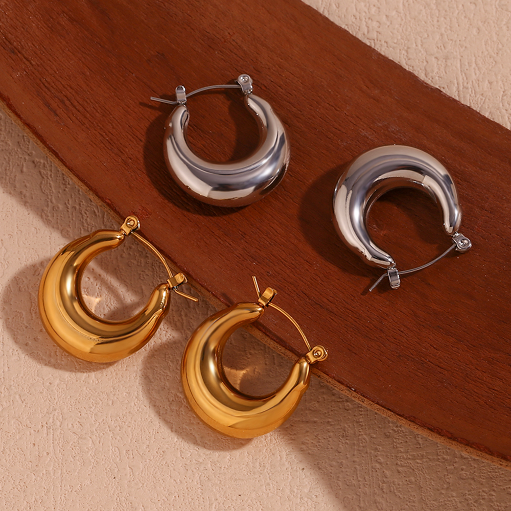 E.B.belle Classic U-shaped 25mm hollow Hoops Woman waterproo stainless steel earrings Wholesale Accessories Friend s