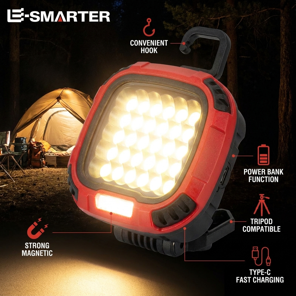 Magnetic COB Floodlight Multi-Functional Rechargeable Portable Working Lamp Highlight Lighting Outdoor Camping Emergency Repair