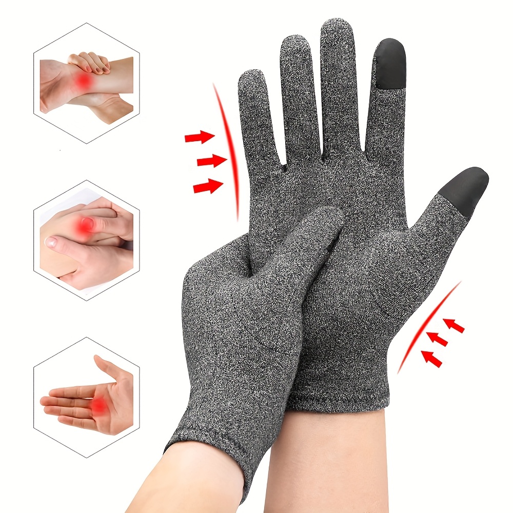 1Pair Touch-Screen Compression Gloves Full Finger Palm Support Gloves for Women & Men, Hand Care Gloves for Sports, Exercise, Tr