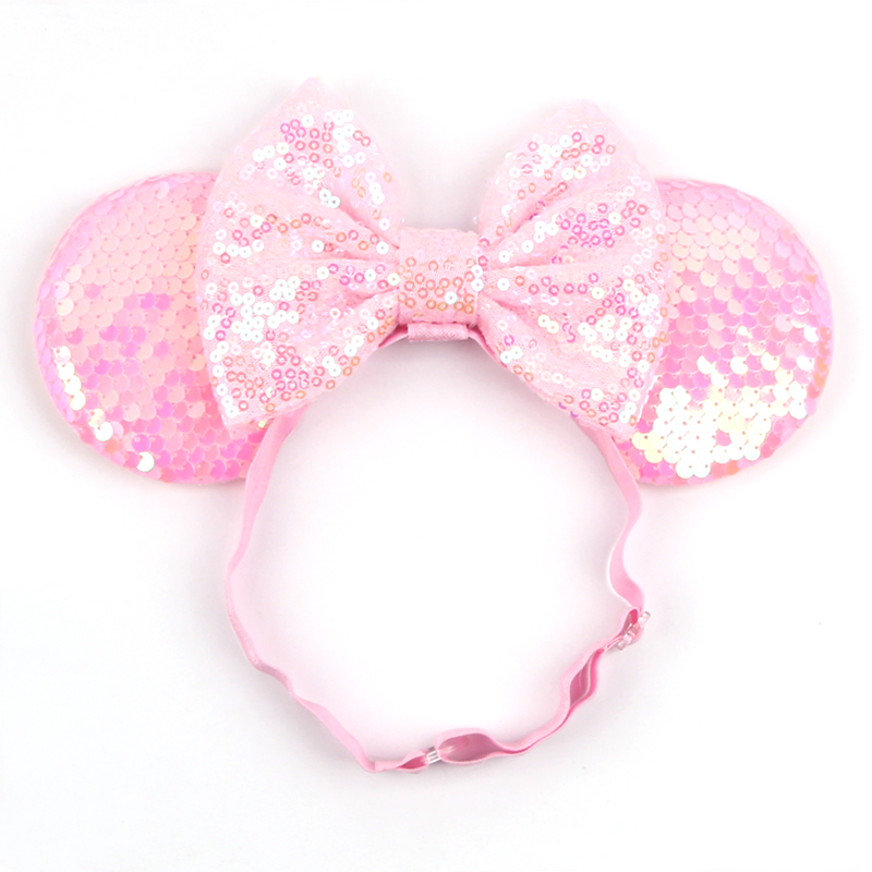 2026 3.3"Minnie Mickey Ear Elastic Headbands Newborn Fashion Glitter Adjusted Hairband Baby DIY Hair Accessories