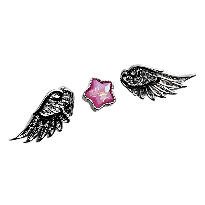 1set New Fashion Wings Stainless Steel Ear Bone Nail Shiny Trendy Earring For Women Accessory Ears Decoration Parts