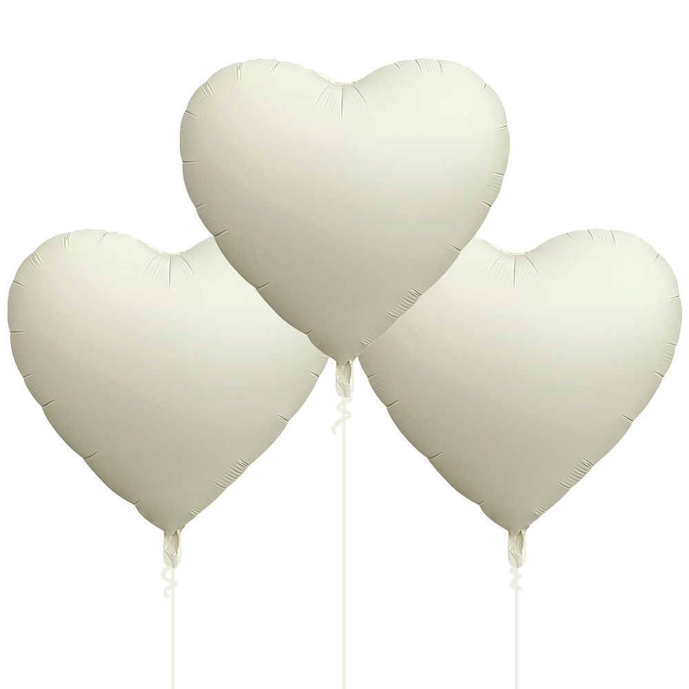 3-Pack of 30inch Heart-Shaped Aluminum Foil Balloons, Matte White Heart Balloons, Suitable for Birthdays, Valentine's Day, Engagements, Weddings, Confession of Love, Anniversaries, and Wedding Party Decorations