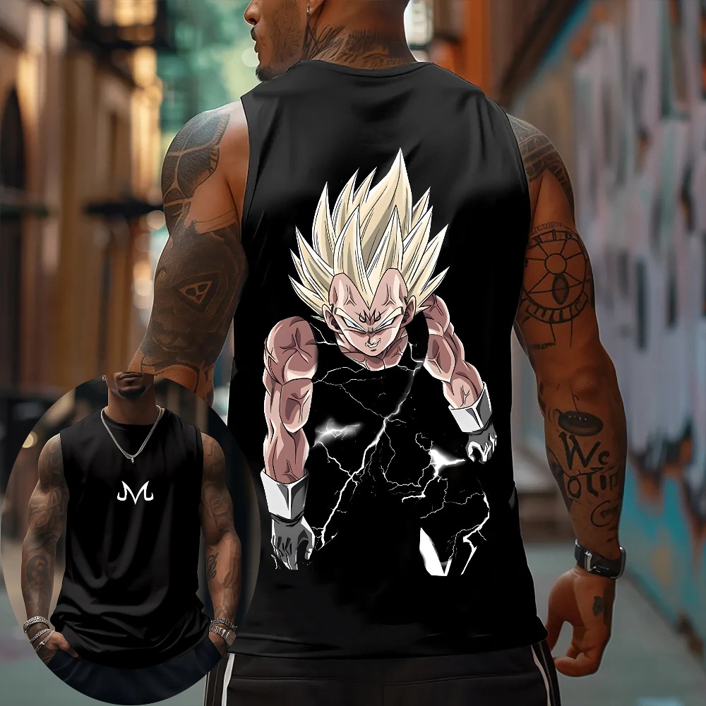 Dragon Ball Z Men's Vest Tank Top Vegeta Summer Japanese Anime Spring and Autumn Sports Fitness Running Trendy Sleeveless Top