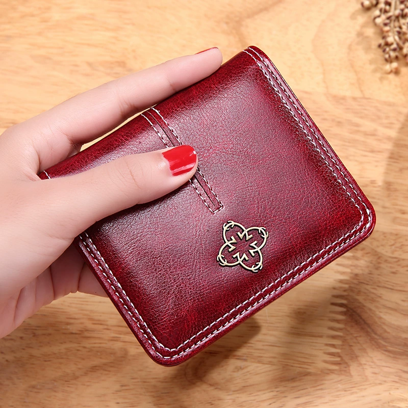 Retro Women Mini Wallet Luxury Oil Wax Leather Wallets Coin Bag Hasp Short Wallet Small Woman Wallets Clutch bag