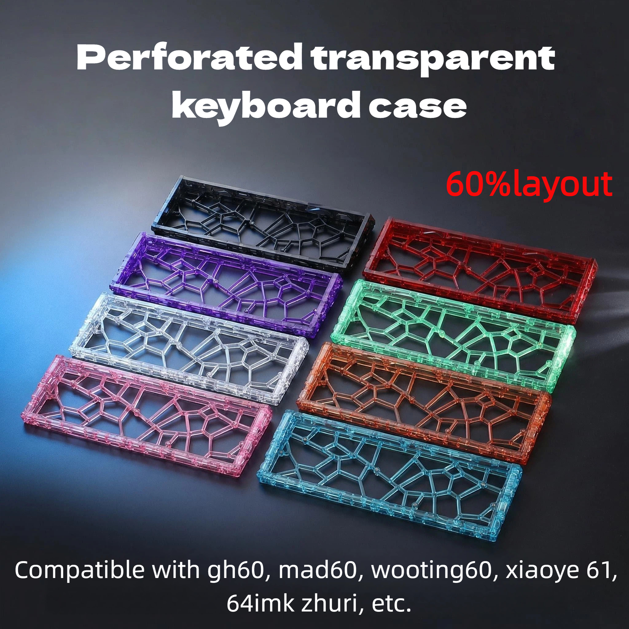 New WW60 Hollow Keyboard Case GH60 Hole Black Fog Transparent for MADCATZ Mad60/Win60 Wooting60 Mechanical Keyboard Shell