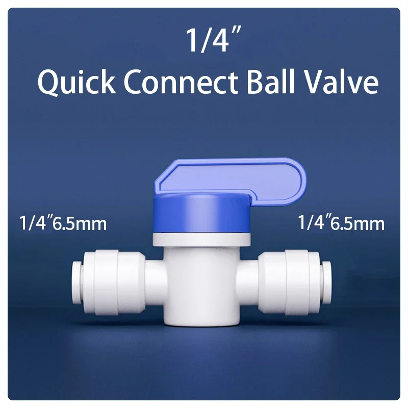 1/4" 3/8" OD Tube Tap Shut off Ball Valve POM Quick Fitting Connector Tee Elbow Reducer Aquarium RO Water Filter Reverse Osmosis