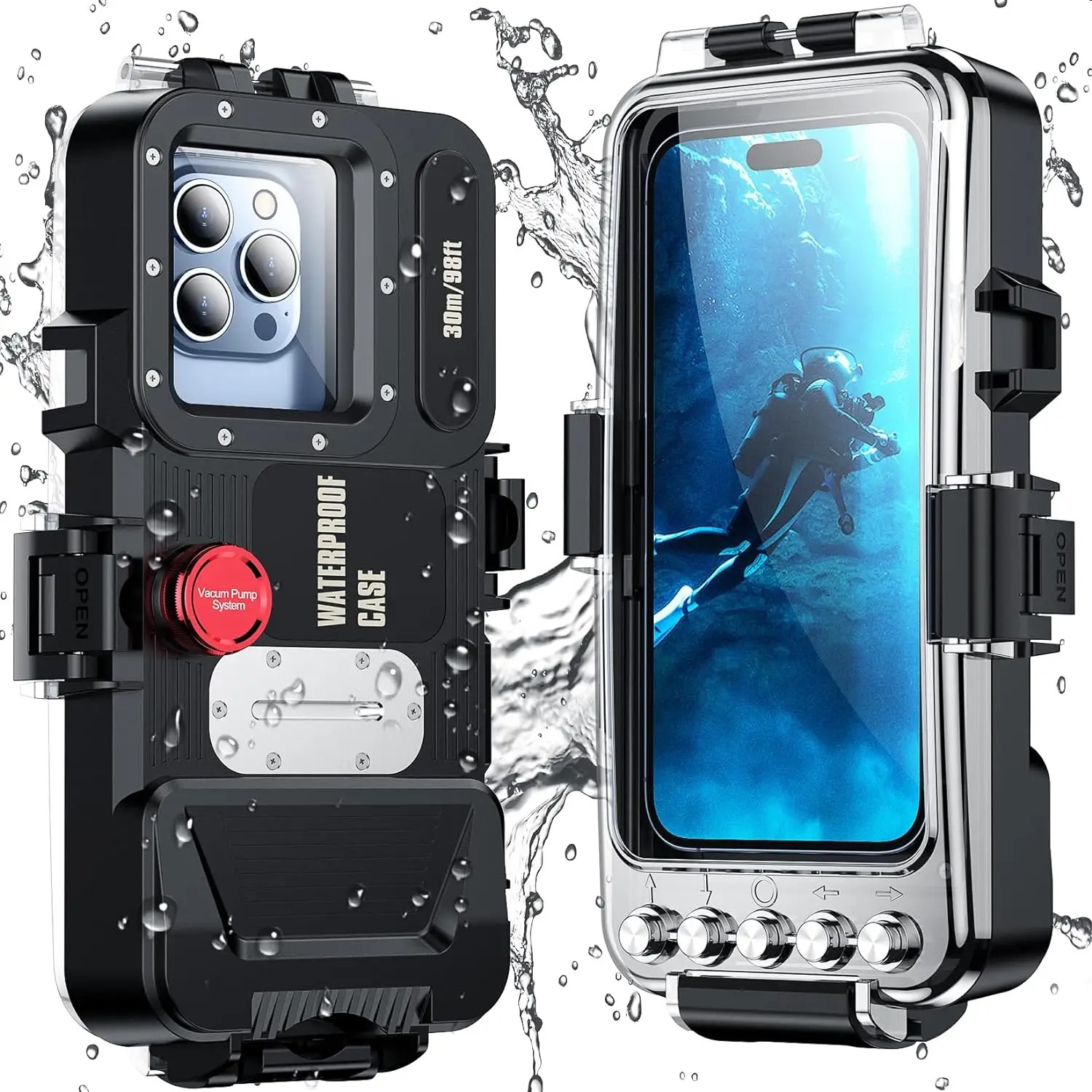 IPX8 30M Underwater Waterproof Case For iPhone 17 16 15 14 13 12 Pro Max Samsung S25 Ultra S24 S23 Diving Underwater Photography