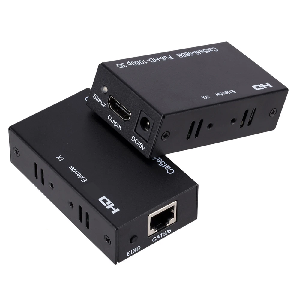 60M HDMI-compatible Extender RJ45 Ports Network HD 1080P Network Extender by CAT5e CAT6 LAN Extensor for PS4 TV Box PC laptop