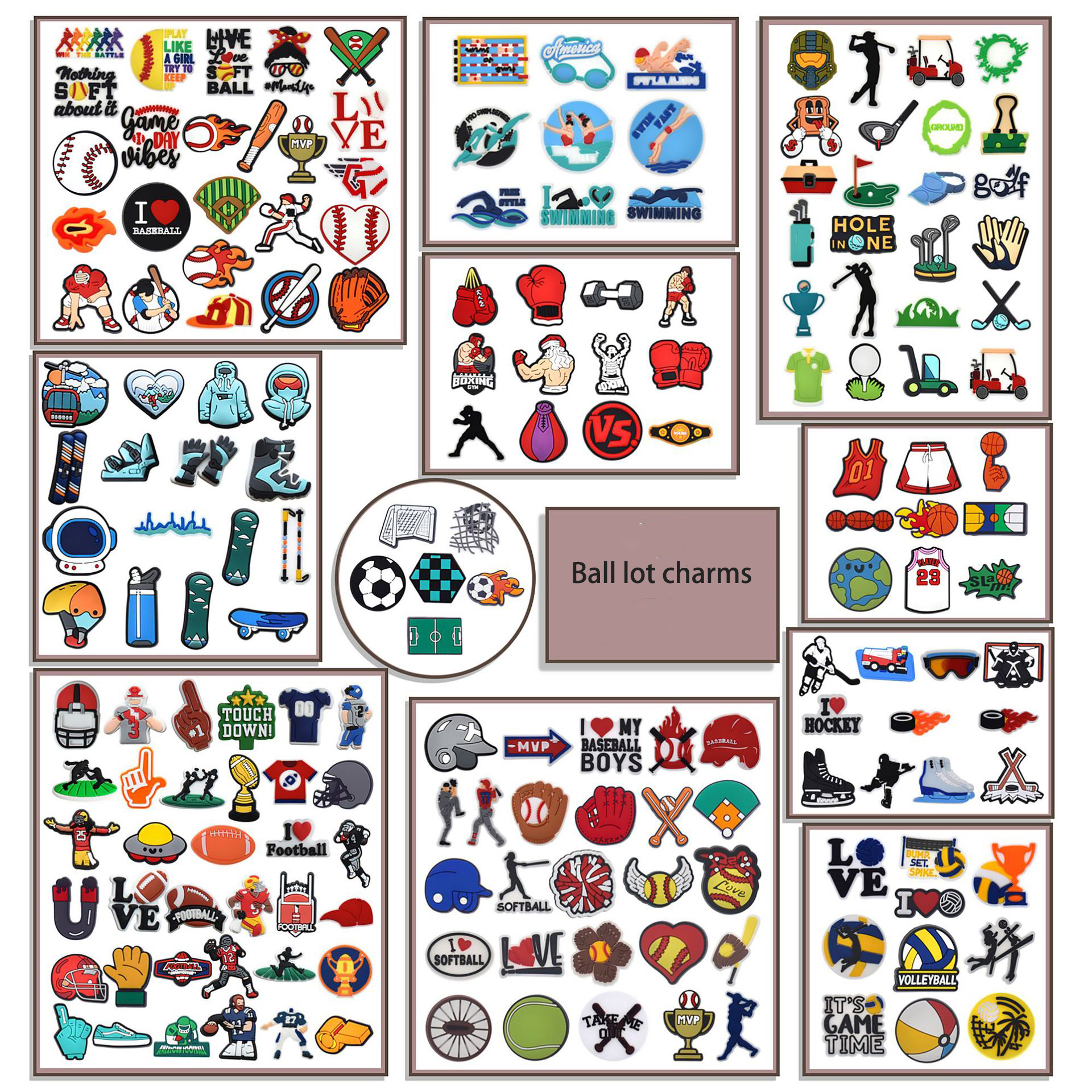 ball boxing football basketball lot shoes charms decorations Charms Buckle Kids X-mas Gifts Accessories Wholesale
