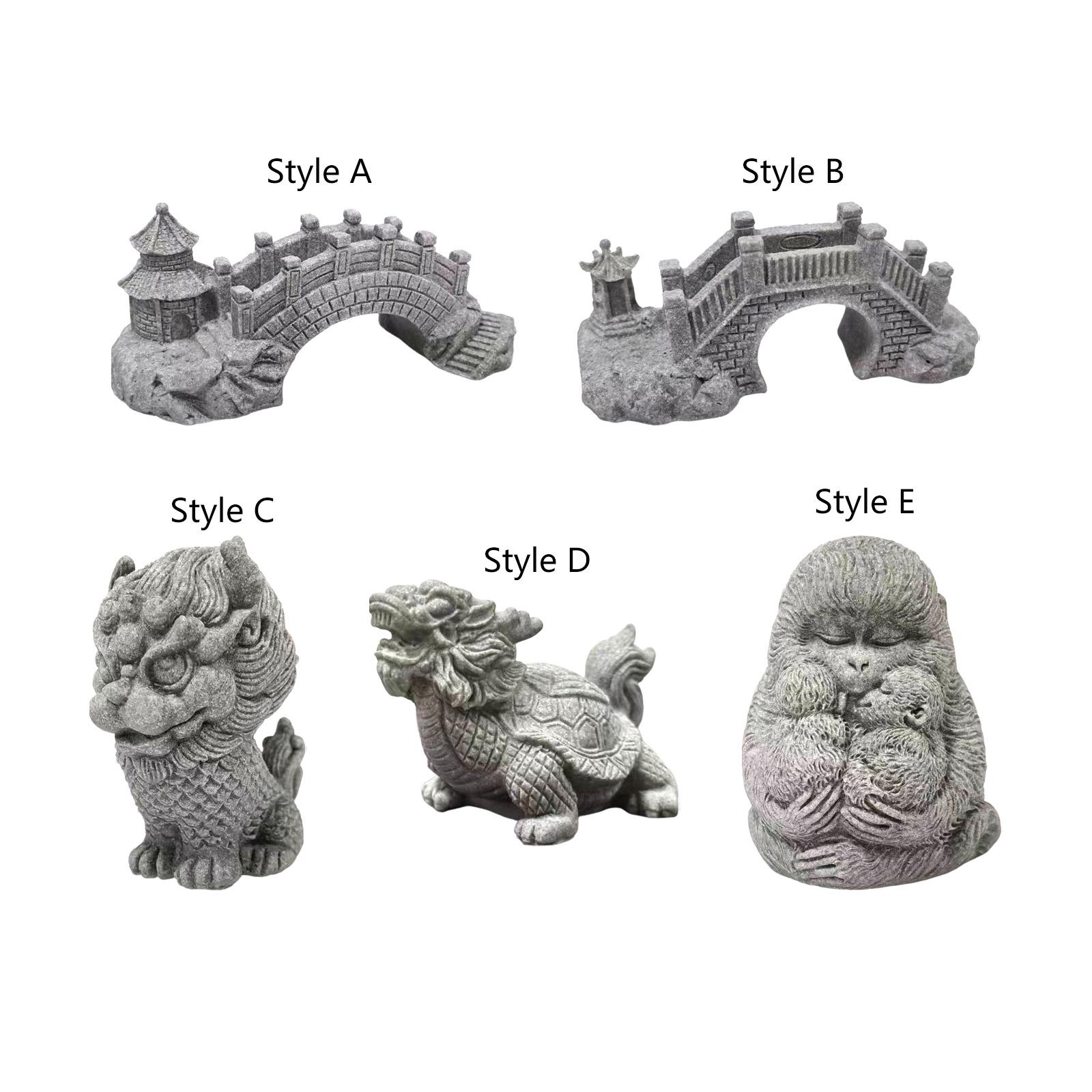 Sandstone Statue Miniature Antique Gardening Landscape Ornament for Indoor Outdoor Hotel Tabletop Living Room Decoration