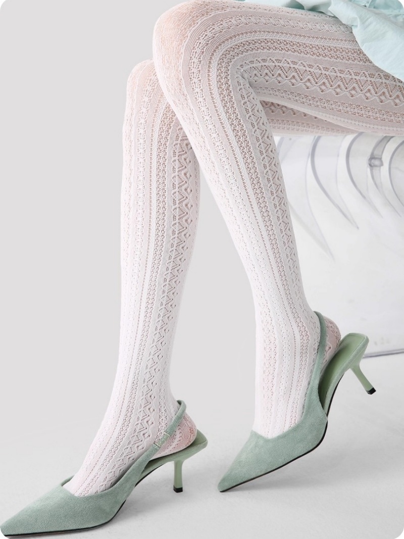 DOIAESKV Autumn Women Lolita Tights Lace Stockings Woman Hollow Out White Female Pantyhose Stockings Tattoo Tights Pattern