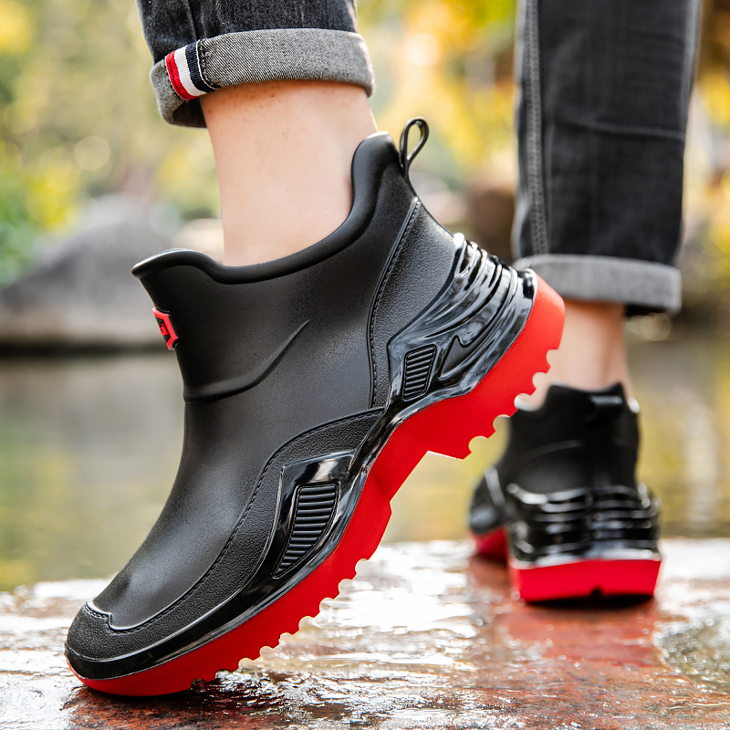 Unisex Rain Shoes Outdoor Non-slip Men's Water Shoes Fashion Waterproof Shoes Low-cylinder Women's Water Shoes Size 46