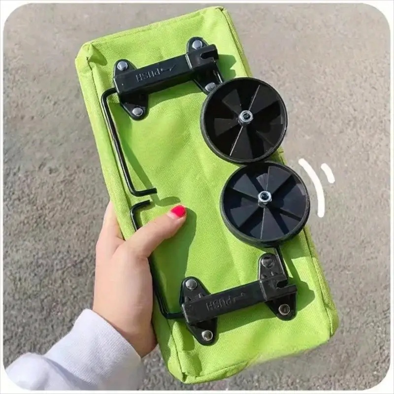 1pc Foldable Portable Shopping Cart with Wheels Storage Bag Lightweight Backpack-Style Hand Cart for Home Use