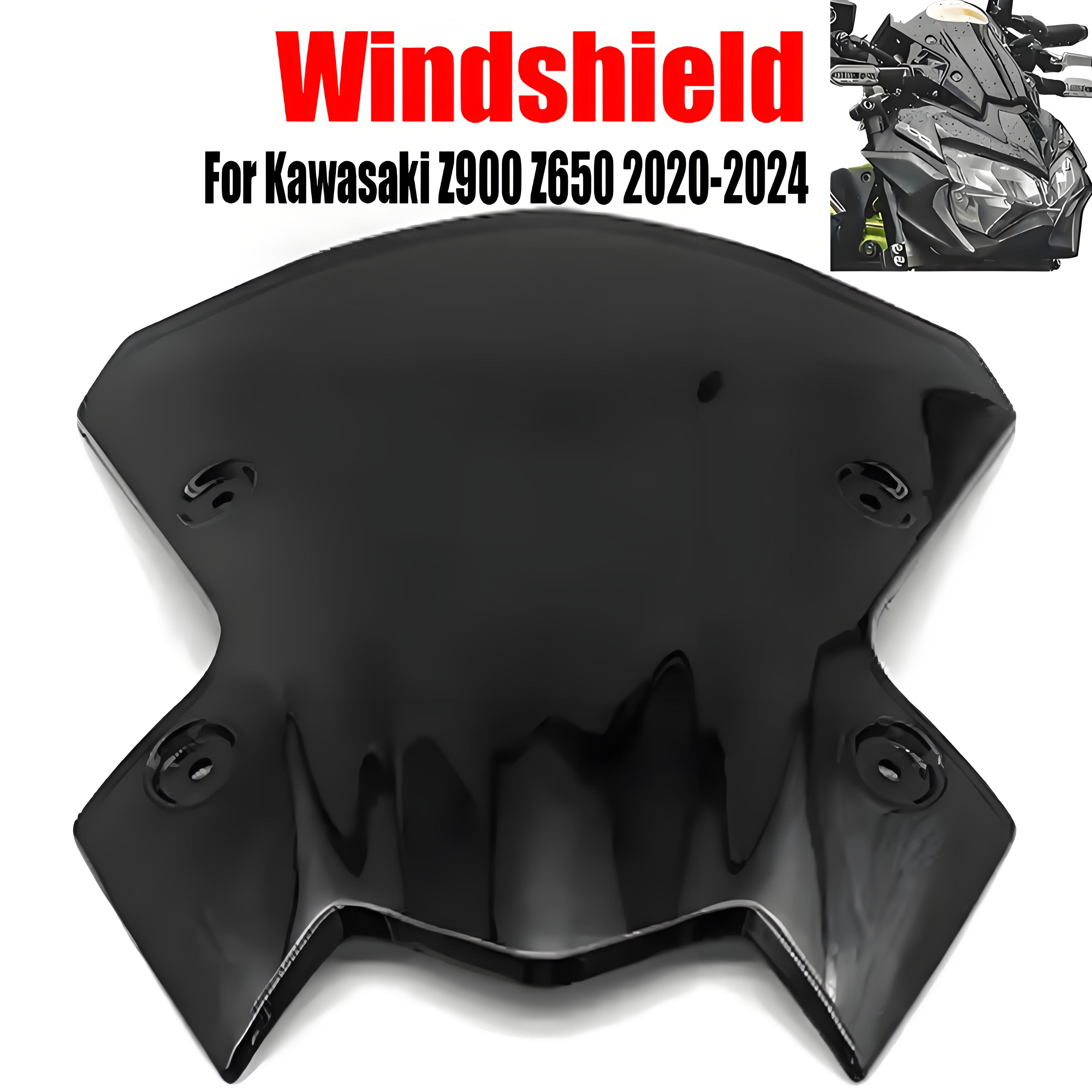For Kawasaki Z900 Z650 2020-2024 Black Motorcycle Windshield Windscreen Protectors