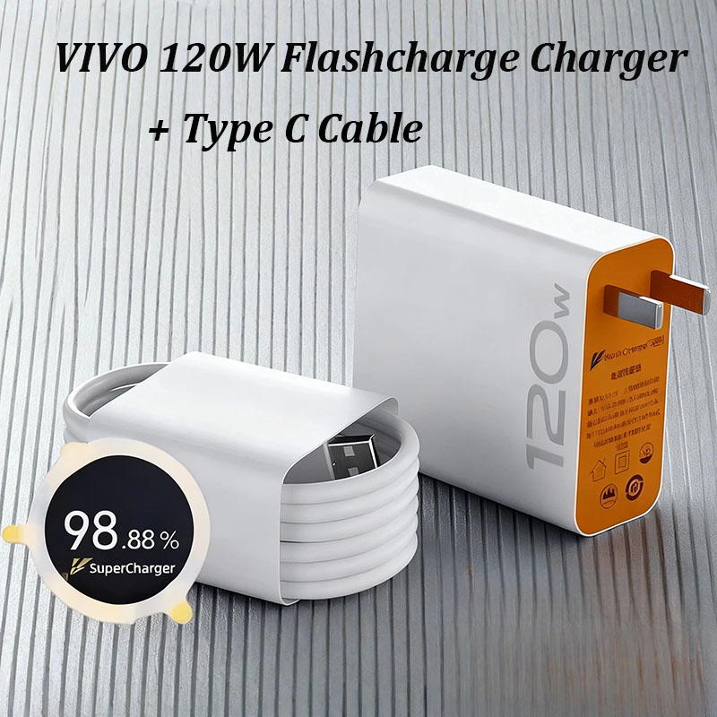 Original For Vivo X200 X100 X90 X80 Pro Charger 120W EU US Flashcharge Power Adapter Type C Cable For Vivo IQOO 10 9 8 7 6 5 Pro
