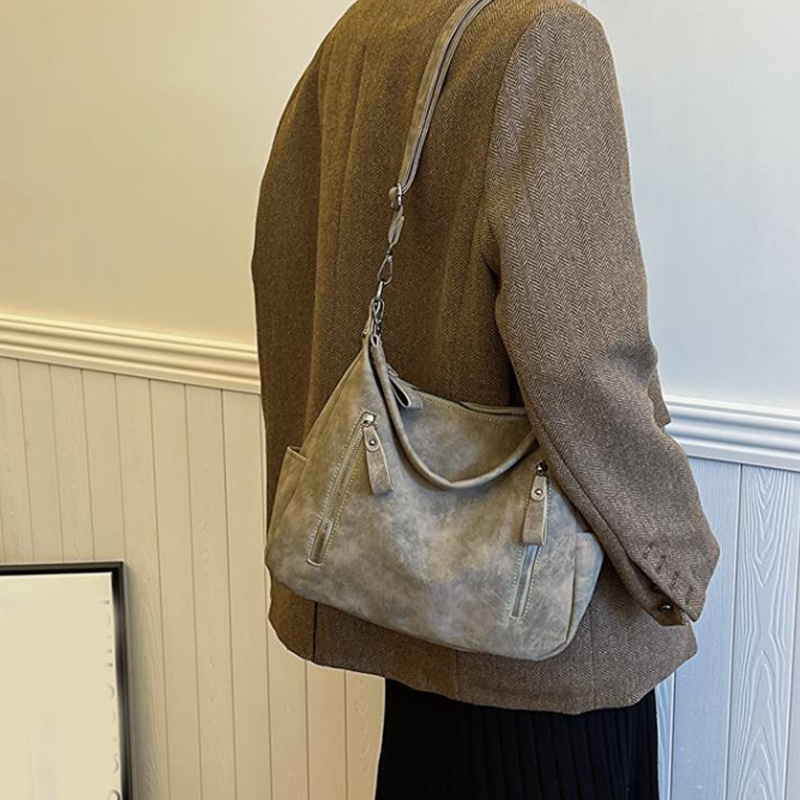 Designer Leather Female Side Bags Retro Shoulder Bag for Women Handbag Casual Ladies Large Capacity Tote Bag
