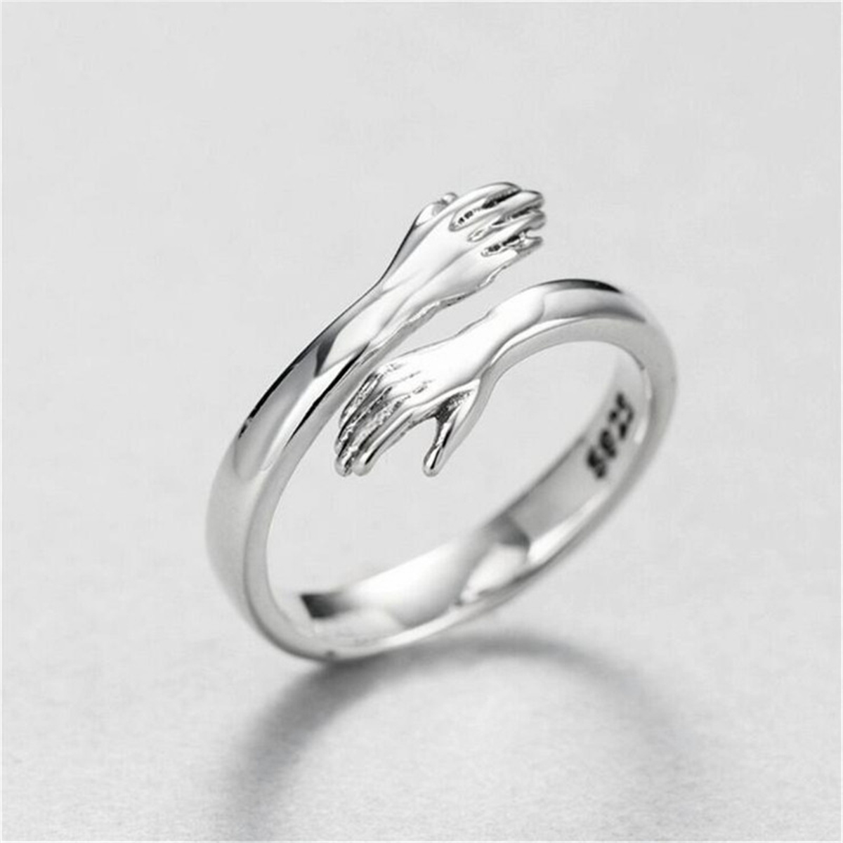 Vintage Hug Rings For Women Silver Color Romantic Forever Love Hug Opening Finger Wedding Bands Valentine's Day Finger Ring